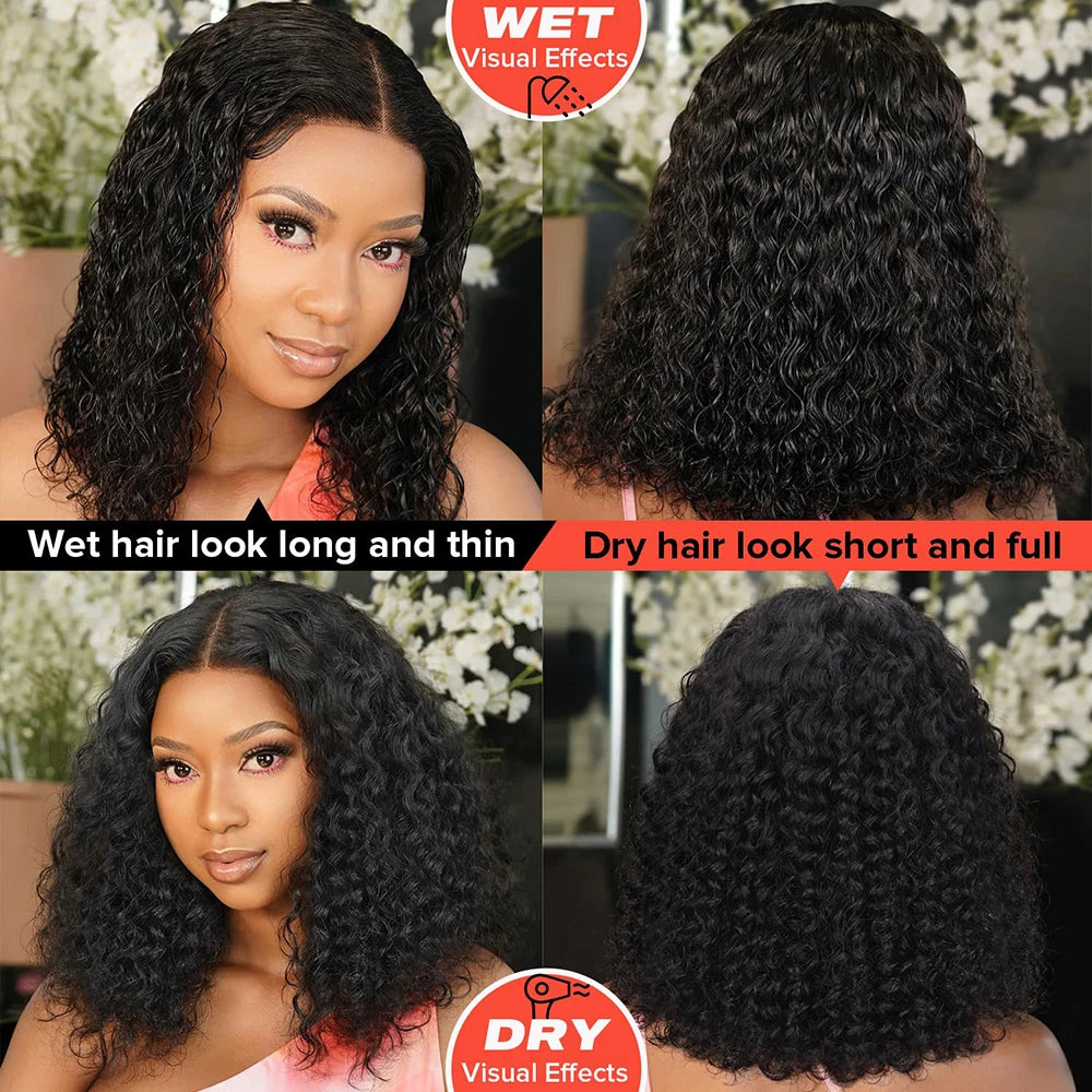 Deep Curly Bob Wig 13x4 HD Lace Frontal Wig Pre Plucked 100% Human Hair Short Bob Wig 4x4 2x6 HD Lace Closure Wig 200% Density