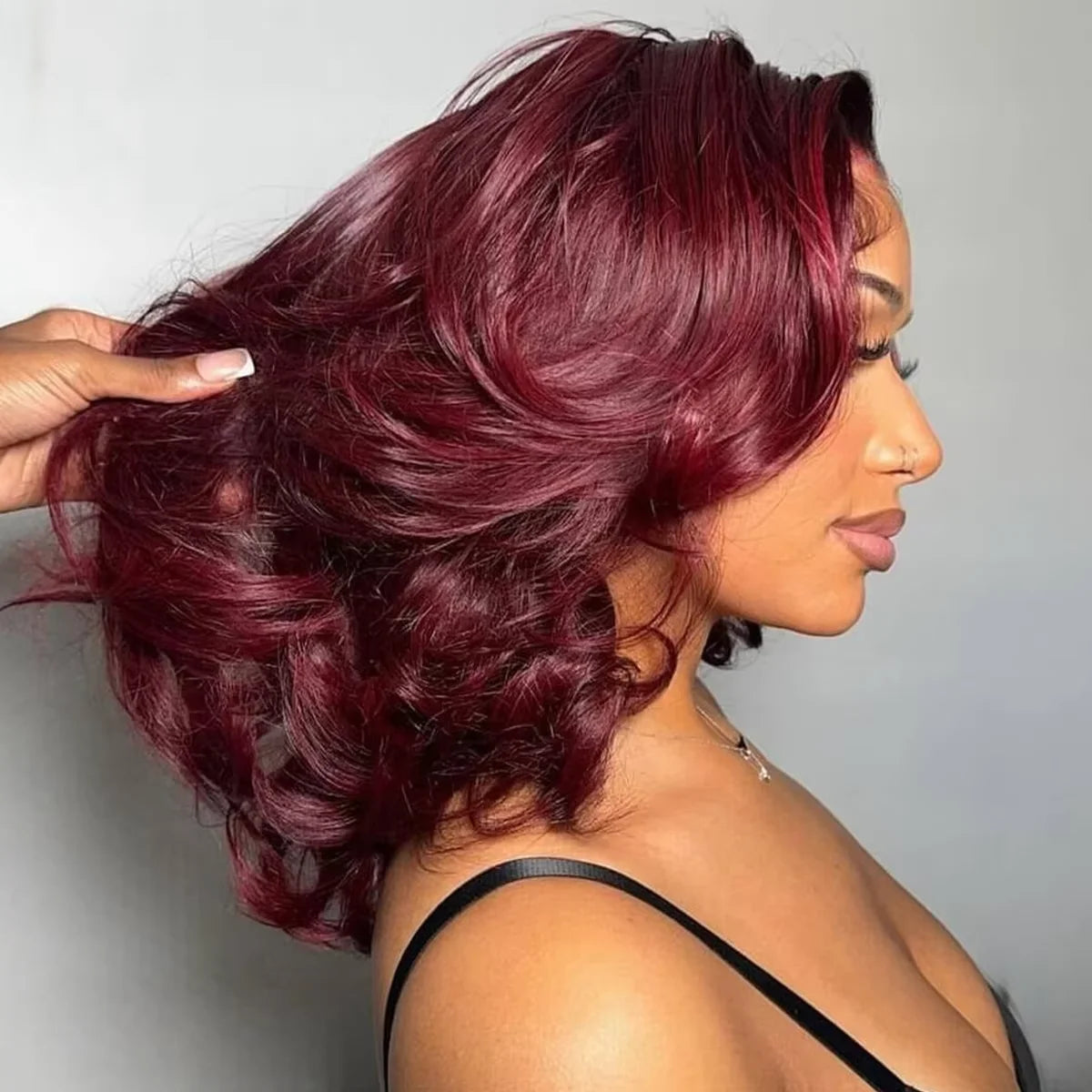 Brazilian 230% 99J Bouncy Curly Bob 13x4 HD Lace Front Human Hair Wigs 99J Burgundy Body Wave Bob Wig Short Curly Human Hair Wig