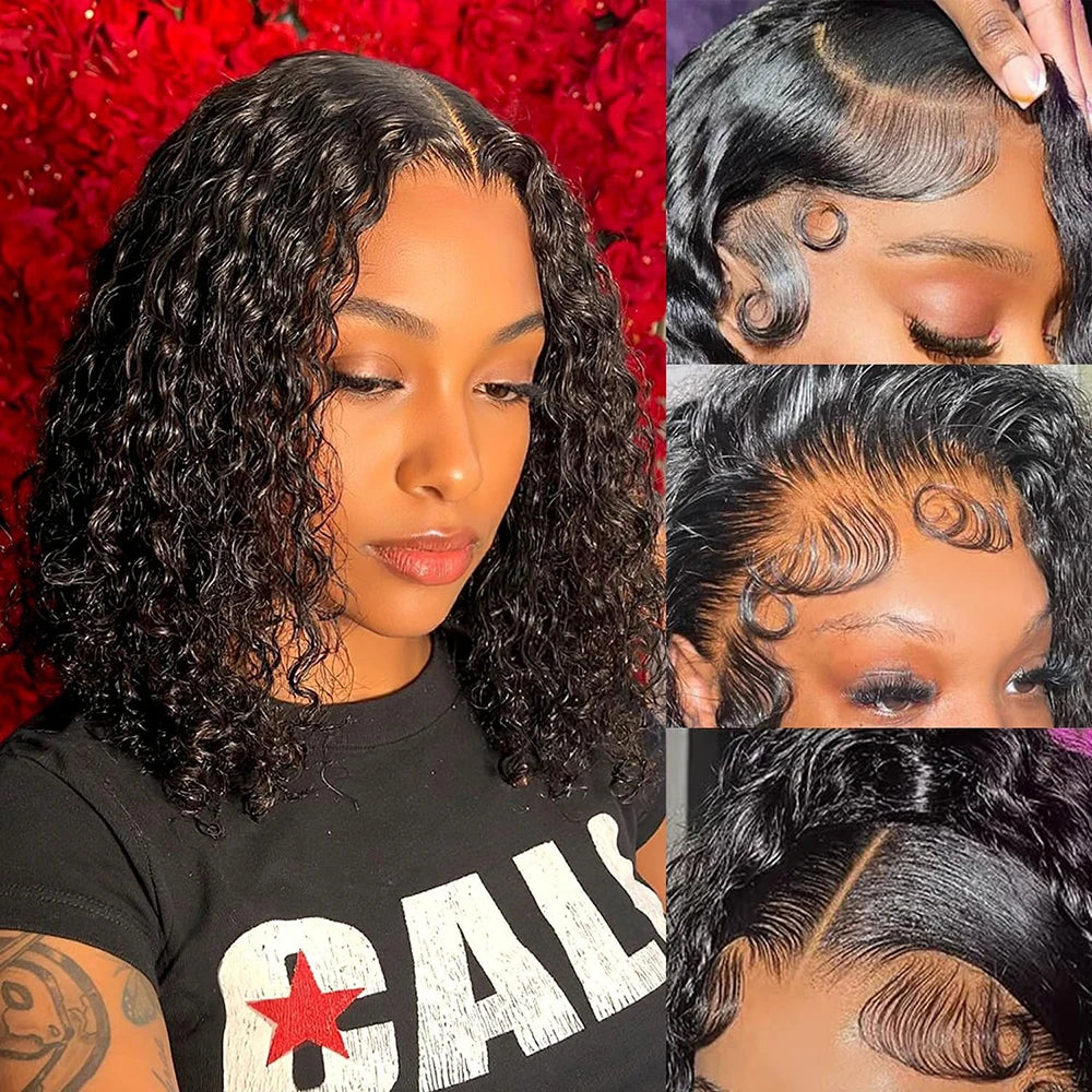 Deep Curly Bob Wig 13x4 HD Lace Frontal Wig Pre Plucked 100% Human Hair Short Bob Wig 4x4 2x6 HD Lace Closure Wig 200% Density