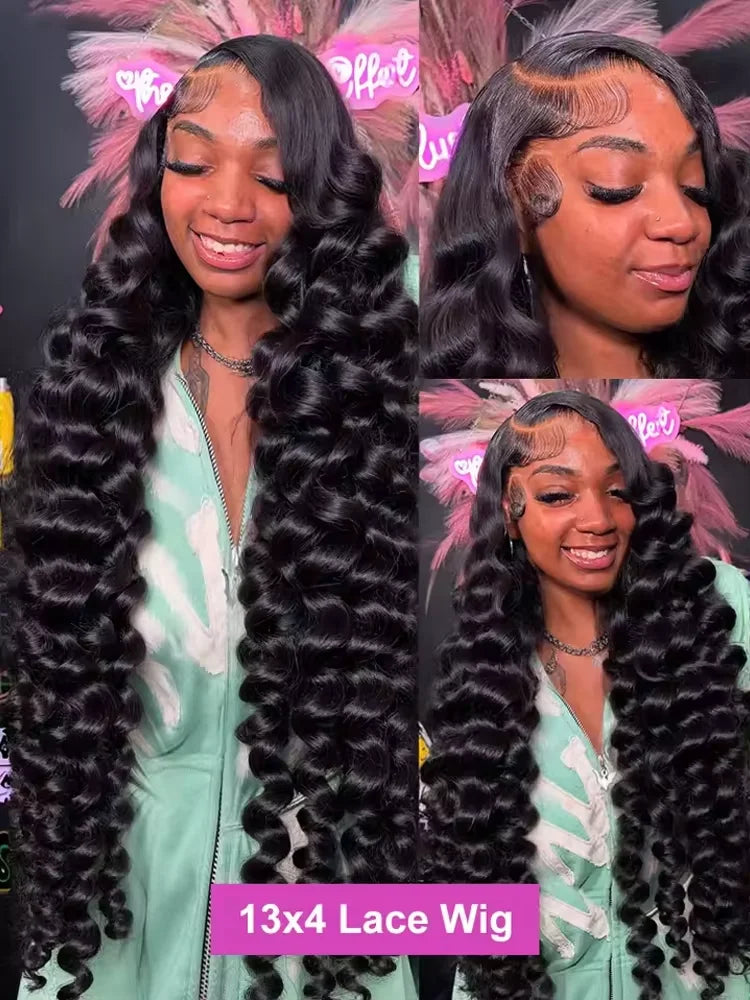 Luvin Loose Wave 13x6 HD Lace Frontal Wigs Loose Waves Wig Human Hair Brazilian Loose Deep Wave Curly Wigs Human Hair For Women