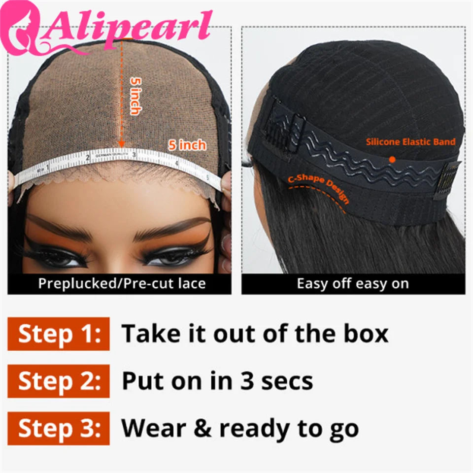 AliPearl Hair Ready to Go Glueless Wig Human Hair Deep Wave 5x5 Transparent Lace Closure Wig Pre-Cut Ready Go Lace Wig For Women