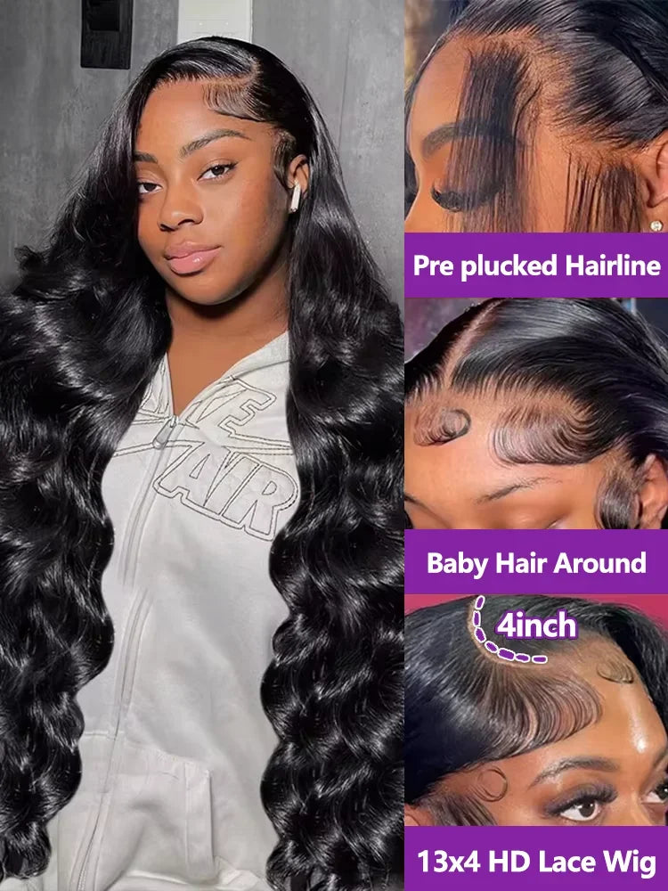 Luvin HD Transparent Body Wave Human Hair Wigs 13x6 Body Wave Lace Front Wig Human Hair Brazilian Water Wave Lace Frontal Wigs