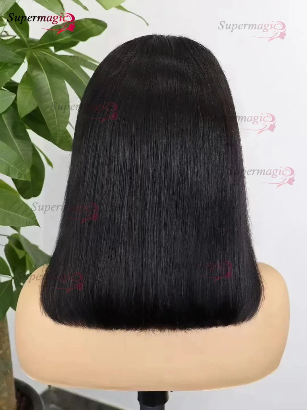 100% Vietnamese Super Double Drawn Bone Straight 13x4 Frontal Bob Wig with Human Hair Natural Black 300% Density For Black Women