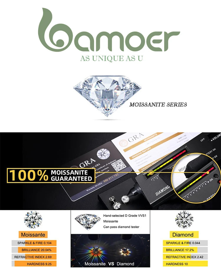 BAMOER D Color VVS1 EX Moissanite Flower Ring 1ct Round Moissanite Diamond Solitaire Engagement 925 Sterling Silver Rings For Wo