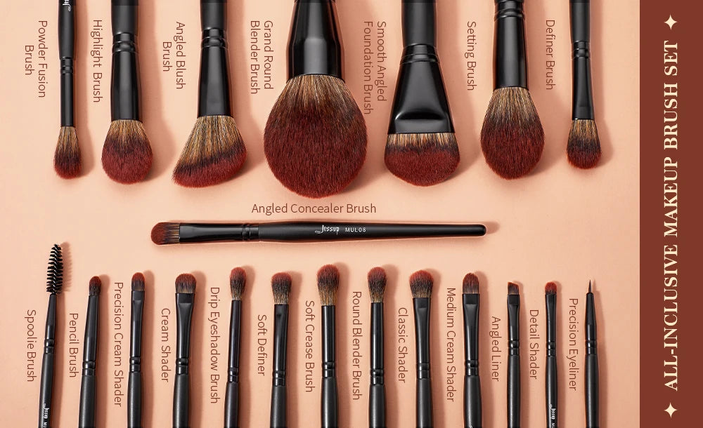 Jessup Makeup Brushes set,3-21pcs Premium Synthetic Big Powder Brush Foundation Concealer Eyeshadow Eyeliner Spoolie Wooden T271