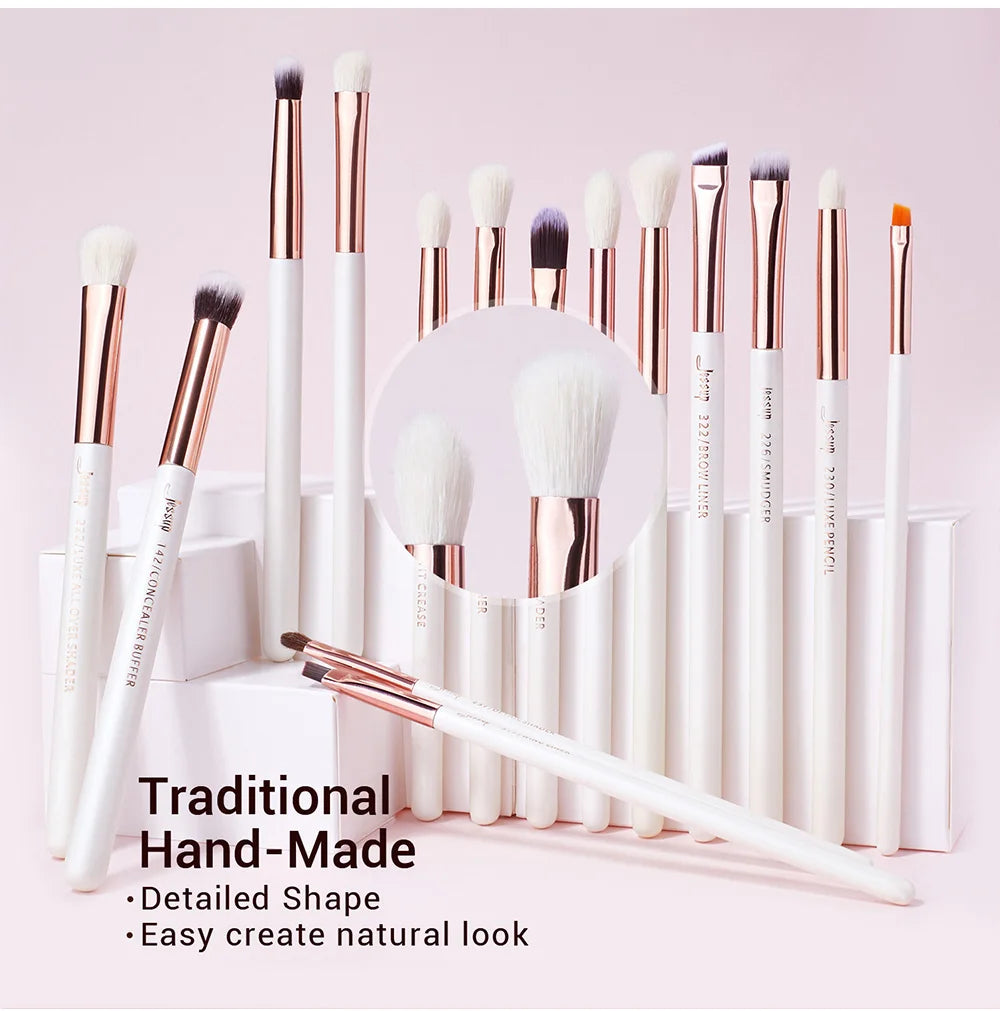 Jessup Professional Makeup brushes set ,6- 25pcs Makeup brush Natural Synthetic Foundation Powder Highlighter Pearl White T215