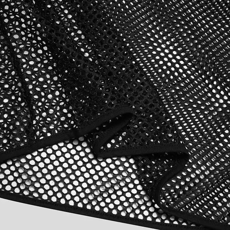 INCERUN 2024 Men T Shirt Mesh Transparent O-neck Long Sleeve T-shirts Sexy Streetwear Fashion Party Nightclub Men Clothing S-5XL