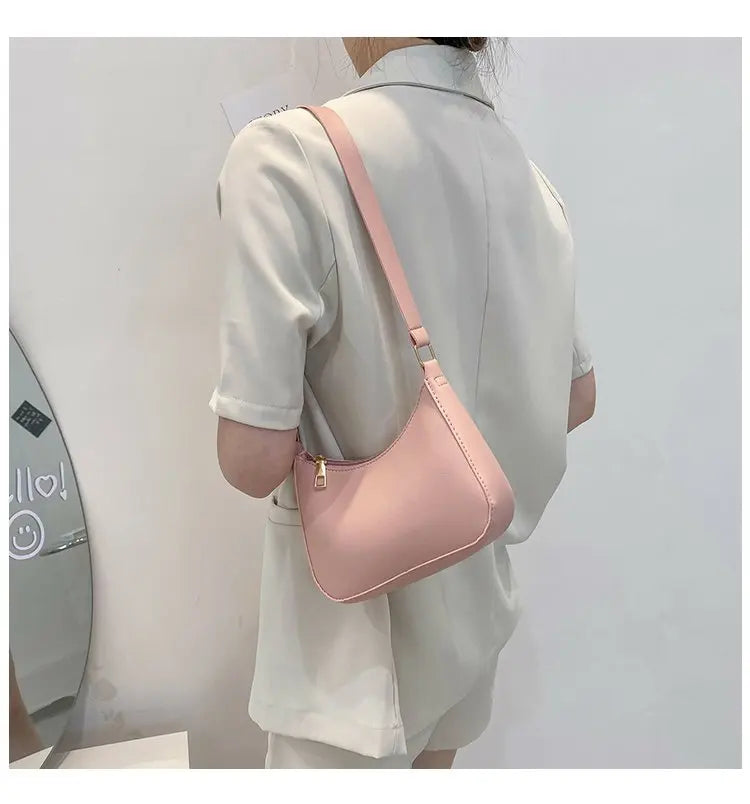 New Women's Fashion Handbags Retro Solid Color PU Leather Shoulder Underarm Bag Casual Women Hobos Handbags sac à main femme