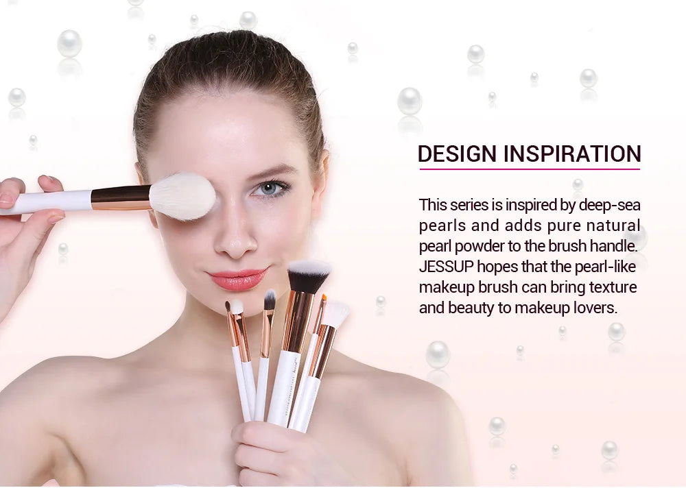 Jessup Professional Makeup brushes set ,6- 25pcs Makeup brush Natural Synthetic Foundation Powder Highlighter Pearl White T215
