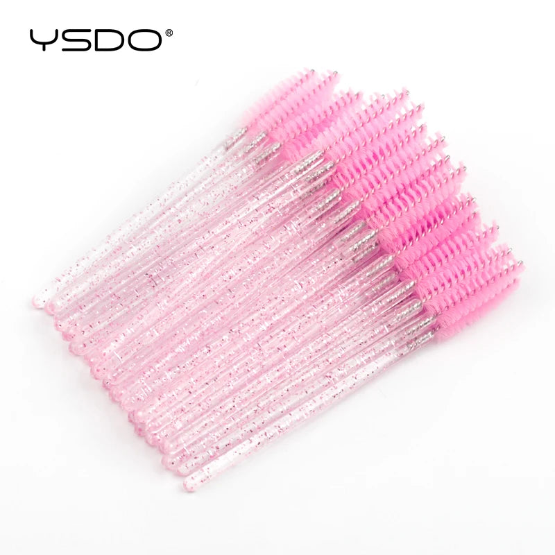 YSDO Good Quality 5/50 Pcs Crystal Eyelash Makeup Brushes Diamond Handle Mascara Wands Eyelash Extension Tools