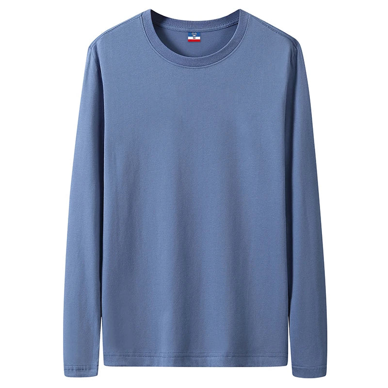 Fast Delivery T-Shirts Men Long Sleeves Tee Tops Male Autumn Plain Cotton Tshirts Plus Size 4XL 5XL Undershirts Man Clothing