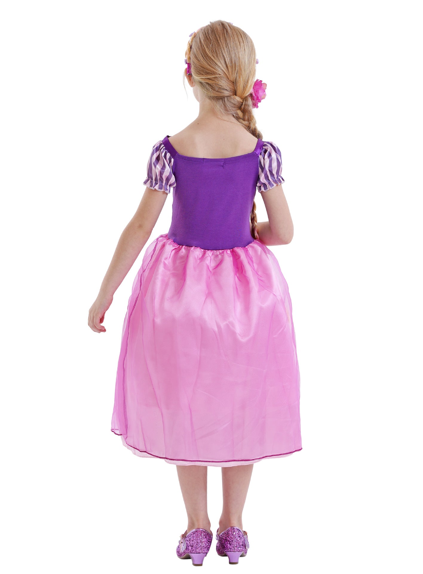 Disney Rapunzel Princess Dress Girl Purple Puff Sleeve Cosplay Tangled Costume Halloween Vestido Kids Birthday Ball Gown Clothes