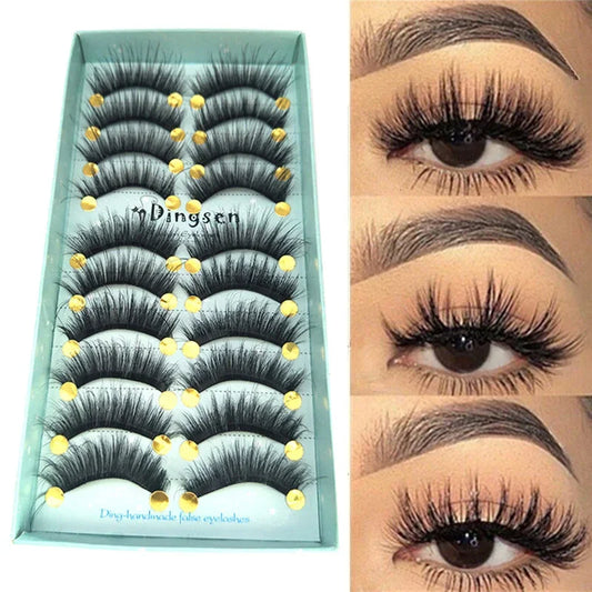 10/2 Pairs Mink Eyelashes Natural 3D Lashes Faux Cils Makeup Dramatic False Eyelashes Wholesale Eyelash Extension Makeup Tools