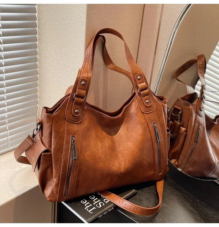 Soft Interior Compartment Shoulder Bags 2024 High Quality Contrasting Colors Bags for Women Fashion Zipper Pu Women's Handbags