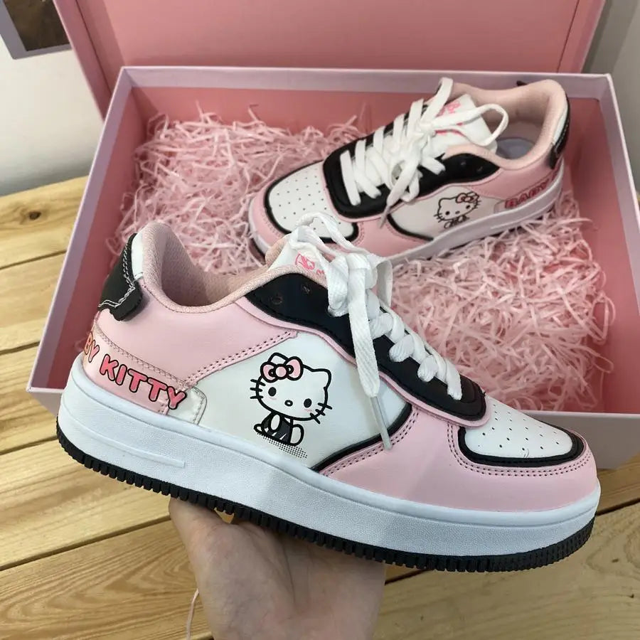 Hello Kitty Board Shoes Summer Sweet Women Sports Shoes Anime Sanrios Cartoon Kt Leisure Cute Girls Student Thick Soled Shoes