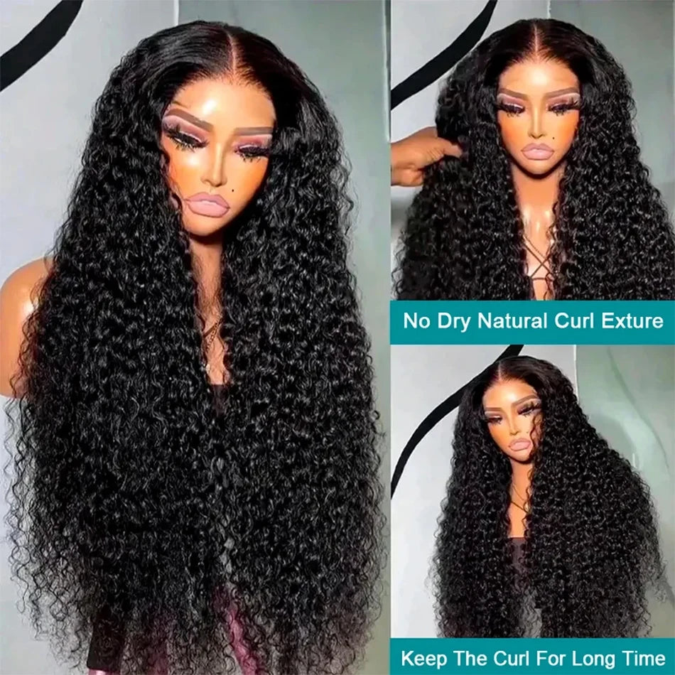 Kinky Curly 13x4 Lace Frontal Wig For Women 13x6 Glueless Human Hair Wigs Deep Water Wave Full Lace Front Wigs Ready to Wear Wig