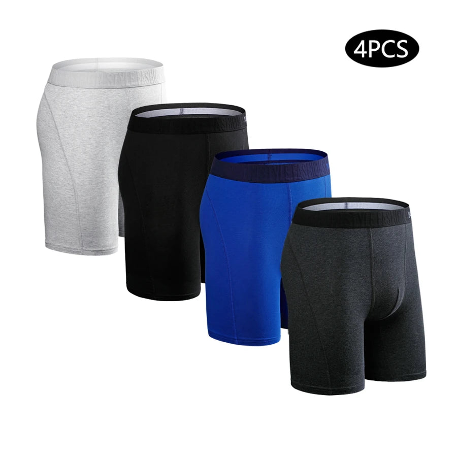 4pcs long boxers for men underwear plus size Men's panties sexy long leg underpants cotton Mens boxer shorts fashion male Trunk