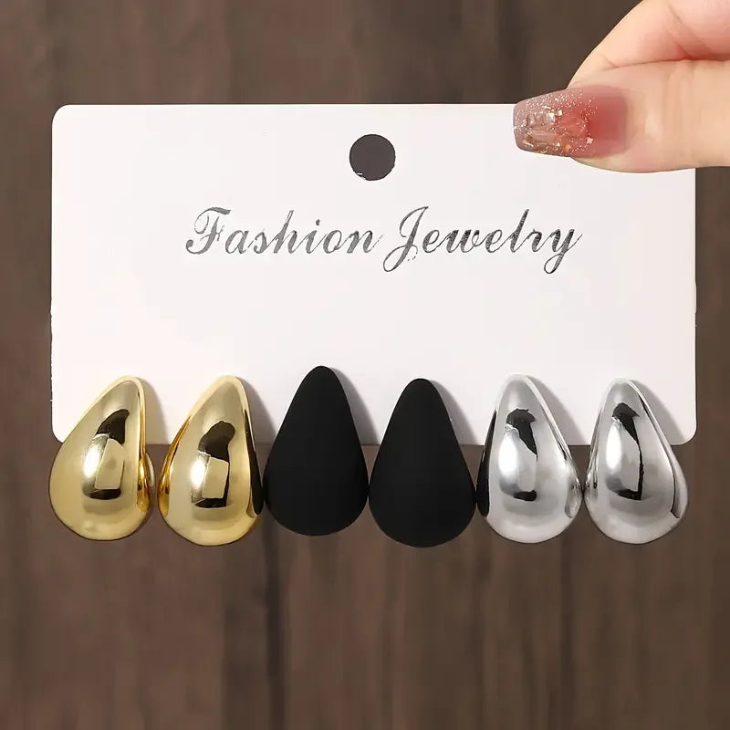 Vintage Elegant Teardrop Stud Earring Set Chic Simple Fashion Lightweight Earrings  for Women Daily Wear Party Jewelry Gift 2025