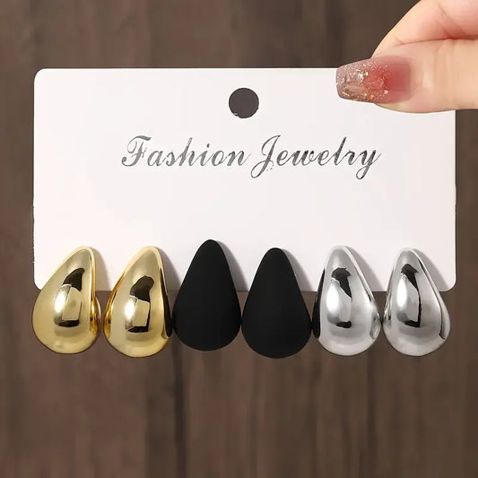 Vintage Elegant Teardrop Stud Earring Set Chic Simple Fashion Lightweight Earrings  for Women Daily Wear Party Jewelry Gift 2025