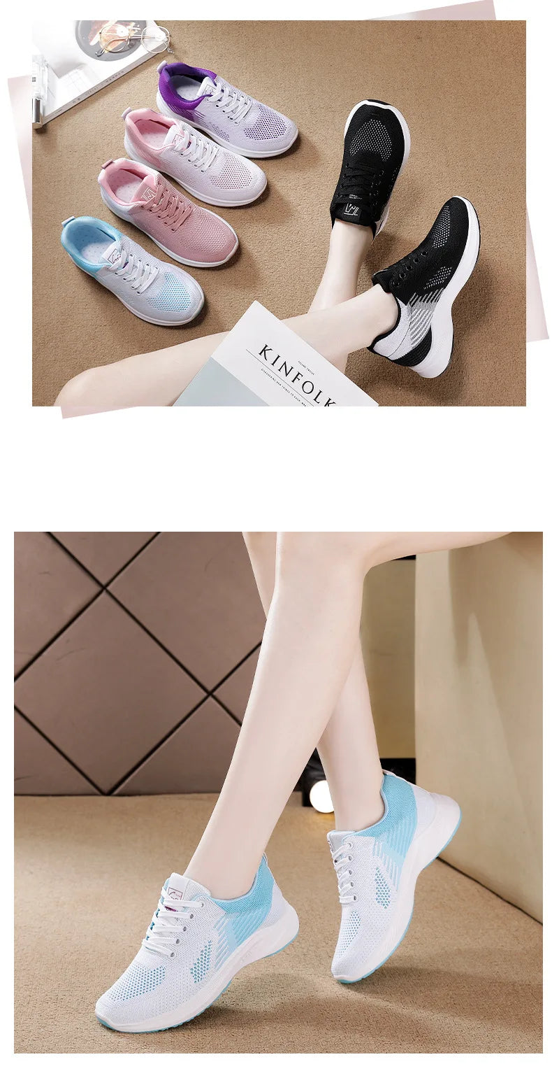 Women Platform Casual Sneakers Shoes Mesh Breathable Running Shoes Chunky Summer Sports Tenis Shoes 2025 Luxury Vulcanize Shoes