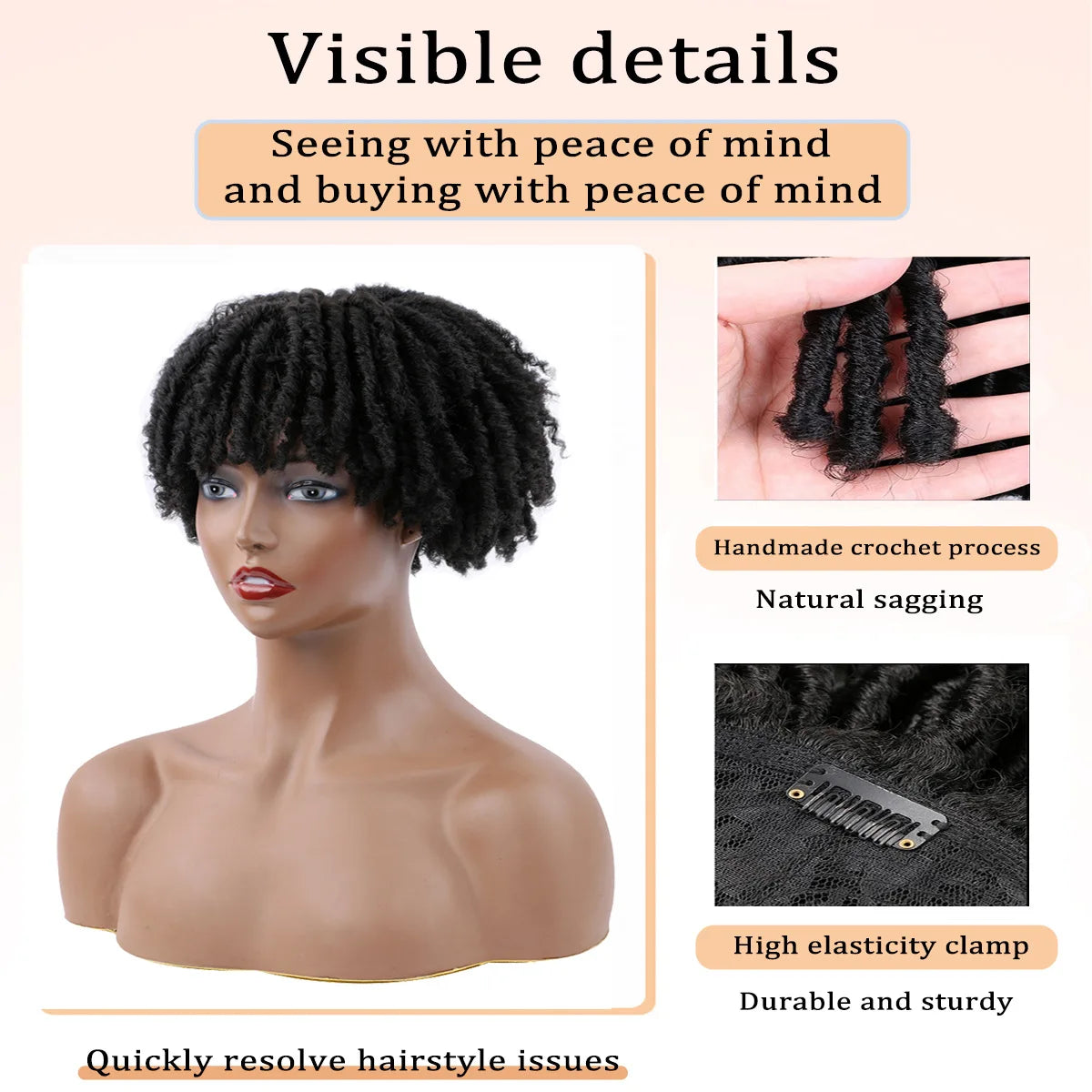 Dirty braids, head covers, synthetic wigs, synthetic braids, chemical fiber semi-wigs, dirty braids, braided wigs