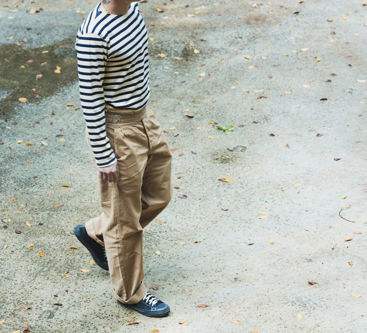 Bronson Sailor's Striped Shirt Vintage Fashion Breton Boat Collar Long Sleeve T-Shirt