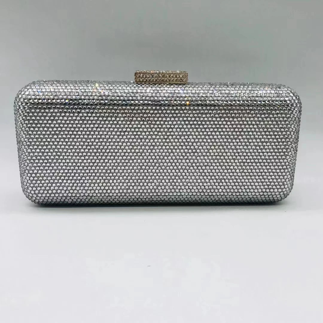 Wedding Party Blue Black Red Gold Silver Purse Diamond Banquet Cocktail Dinner Handbag Woman Crystal Rhinestone Prom Evening Bag