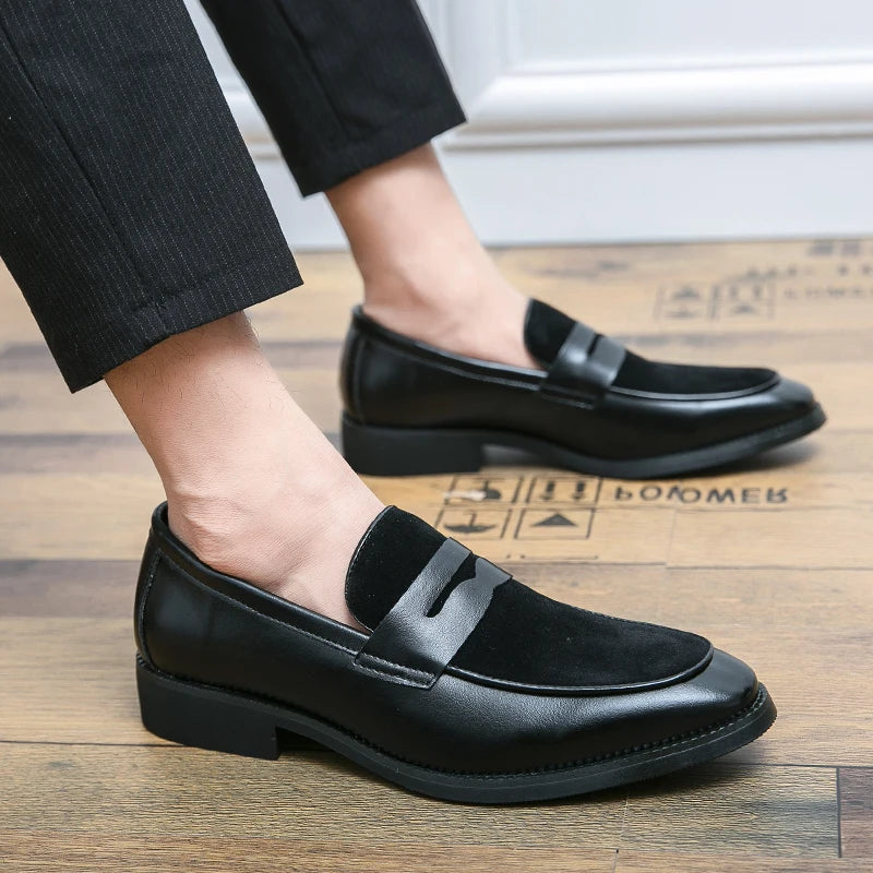 Italian Moccasins Suede Oxford Men Loafers Classic Original Derbies Shoes Pointed Toe Dress Leather Shoes Slip-On Wedding Shoes