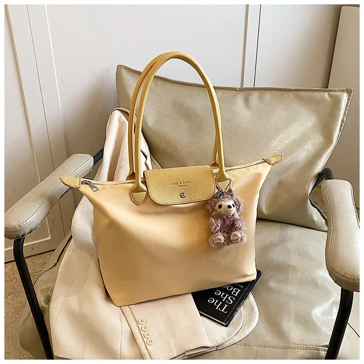 Eco-Friendly Dumpling Shape Tote Bag Versatile Ladies Handbag Single Shoulder Slant Cross Commuter Bag Soft Canvas Square Shape