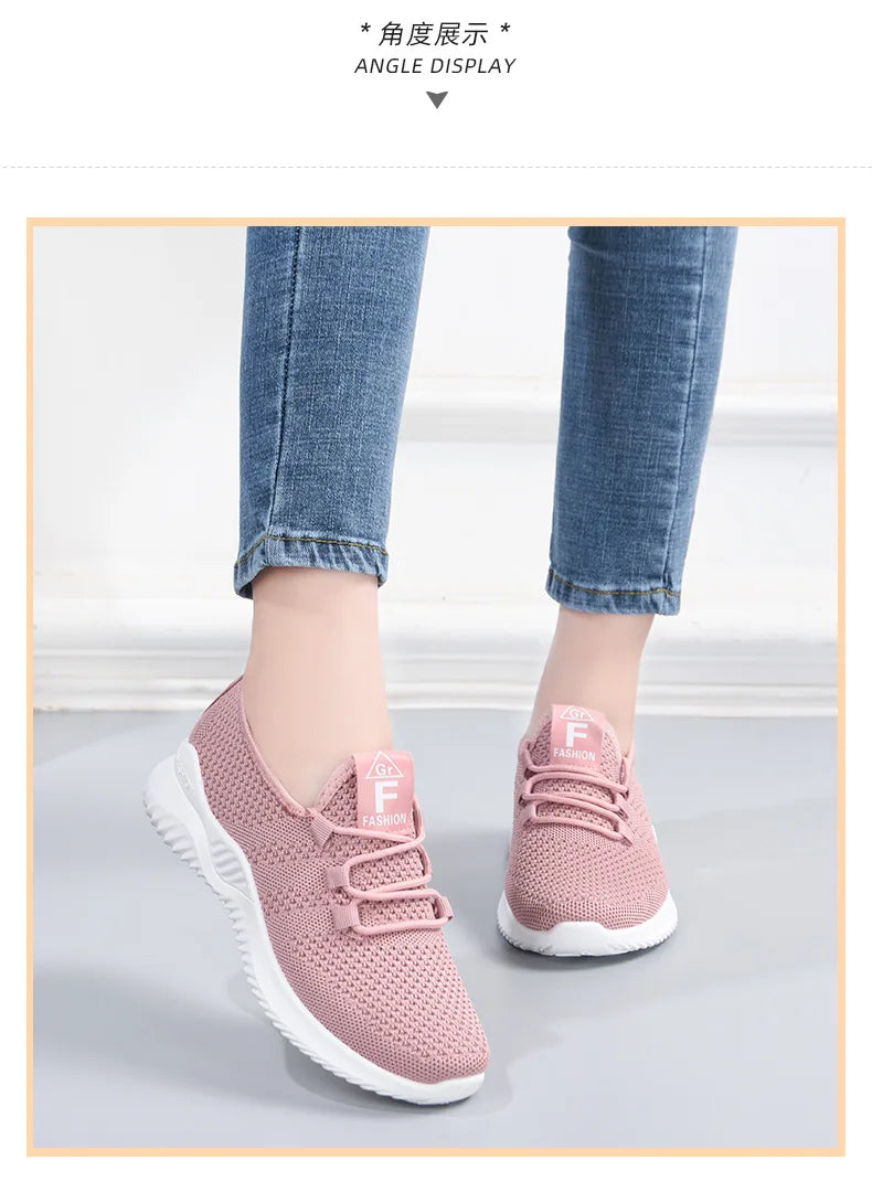 Comfortable Women's Casual Sneakers Summer Breathable Flat Shoes Fashion Women Sneakers Versatile Lace-Up Running Shoes 2025 New