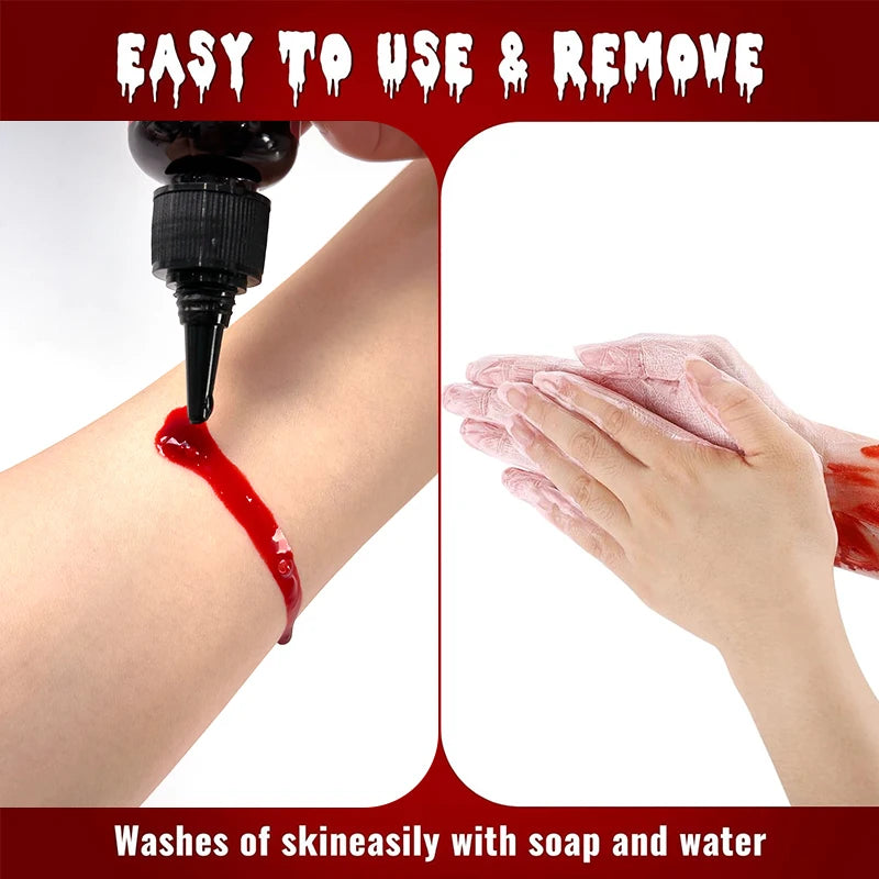 Realistic Fake Blood Gel Non-Toxic Long-Lasting SFX Makeup with Clotted Blood Texture for Halloween Party Vampire Zombie Monster