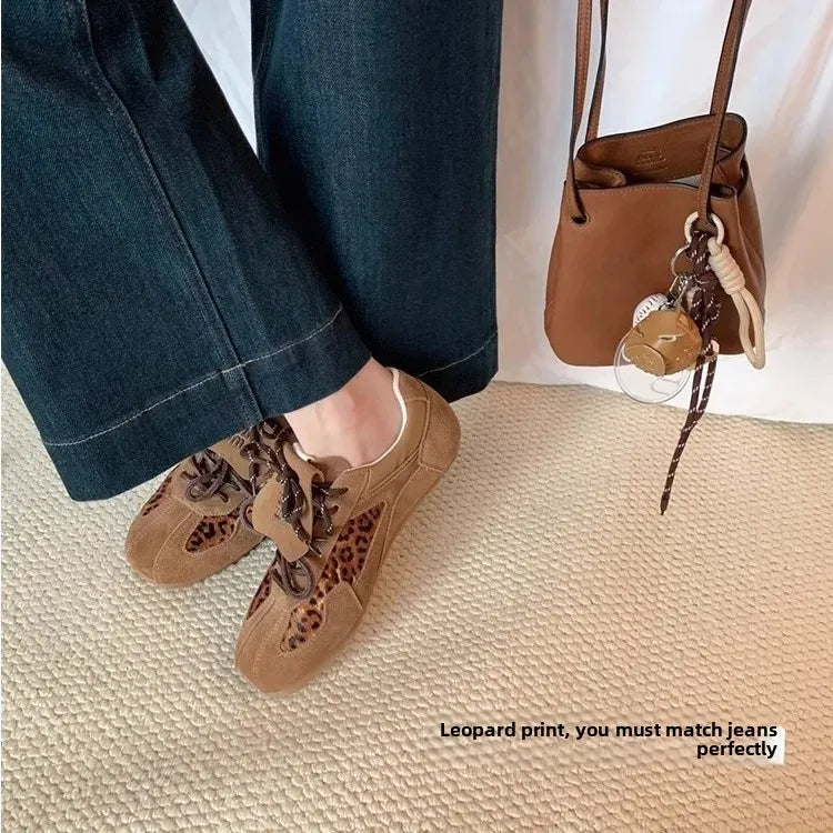 Sheii Retro Leopard Print Mink Casual Sport Flip Cover Deqin Shoes Women Board Shoes Comfortable Breathable Summer Sneakers