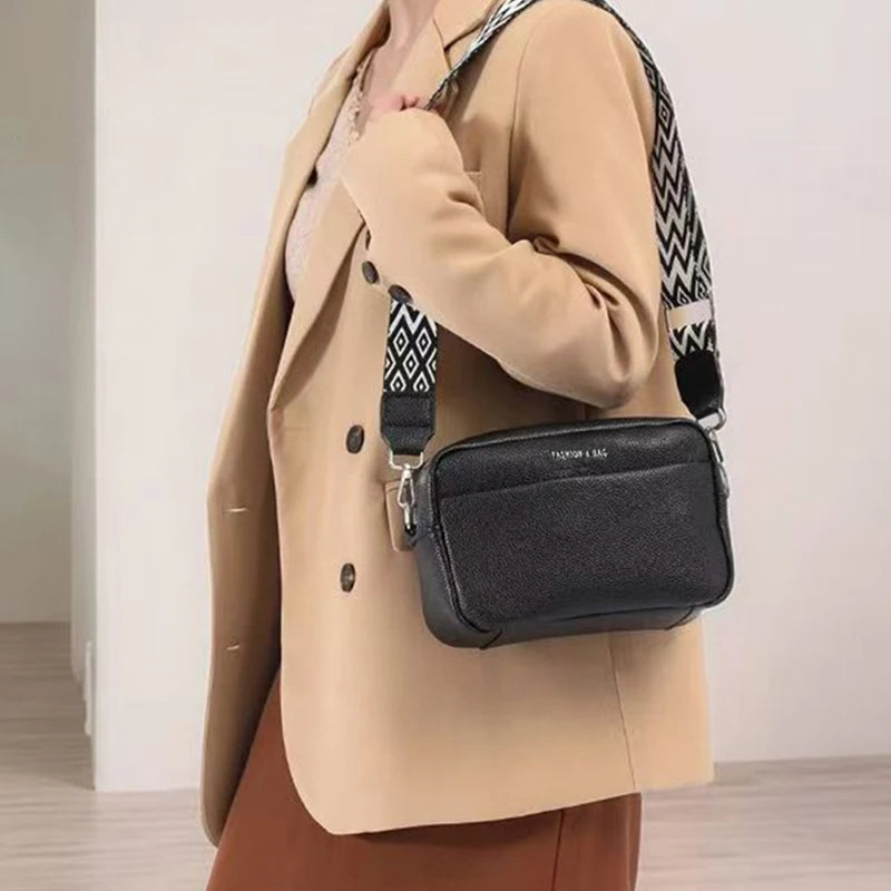 Unisex Canvas Crossbody Bag – Stylish Square Camera Purse with Wide Strap, Minimalist & Versatile for Men/Women. Casual Chic, Ne