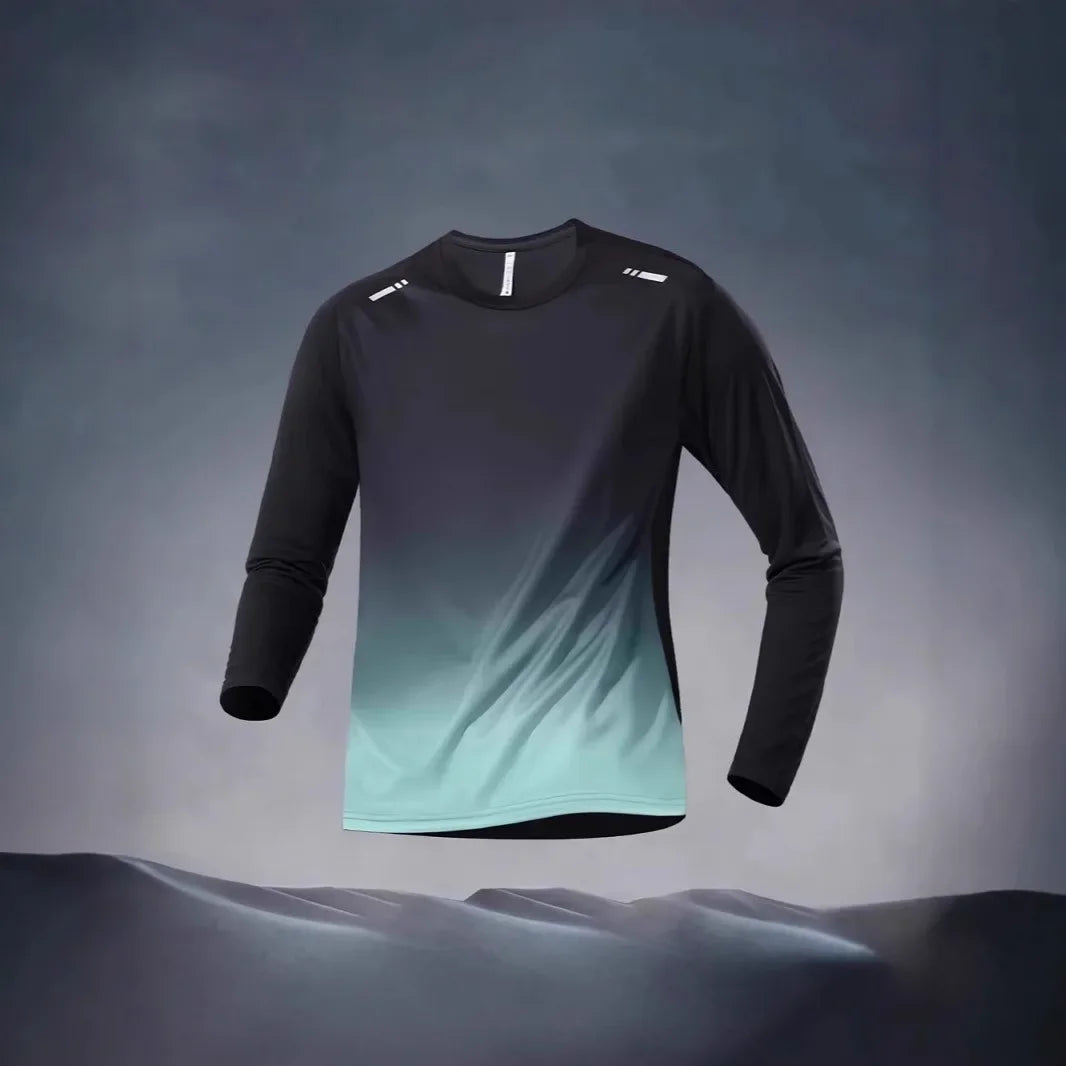 Quick Dry Ice Silk Men's T-Shirt Thin Sport Long Sleeve Loose Fitness Training Running Clothes New Style Summer Breathable Top