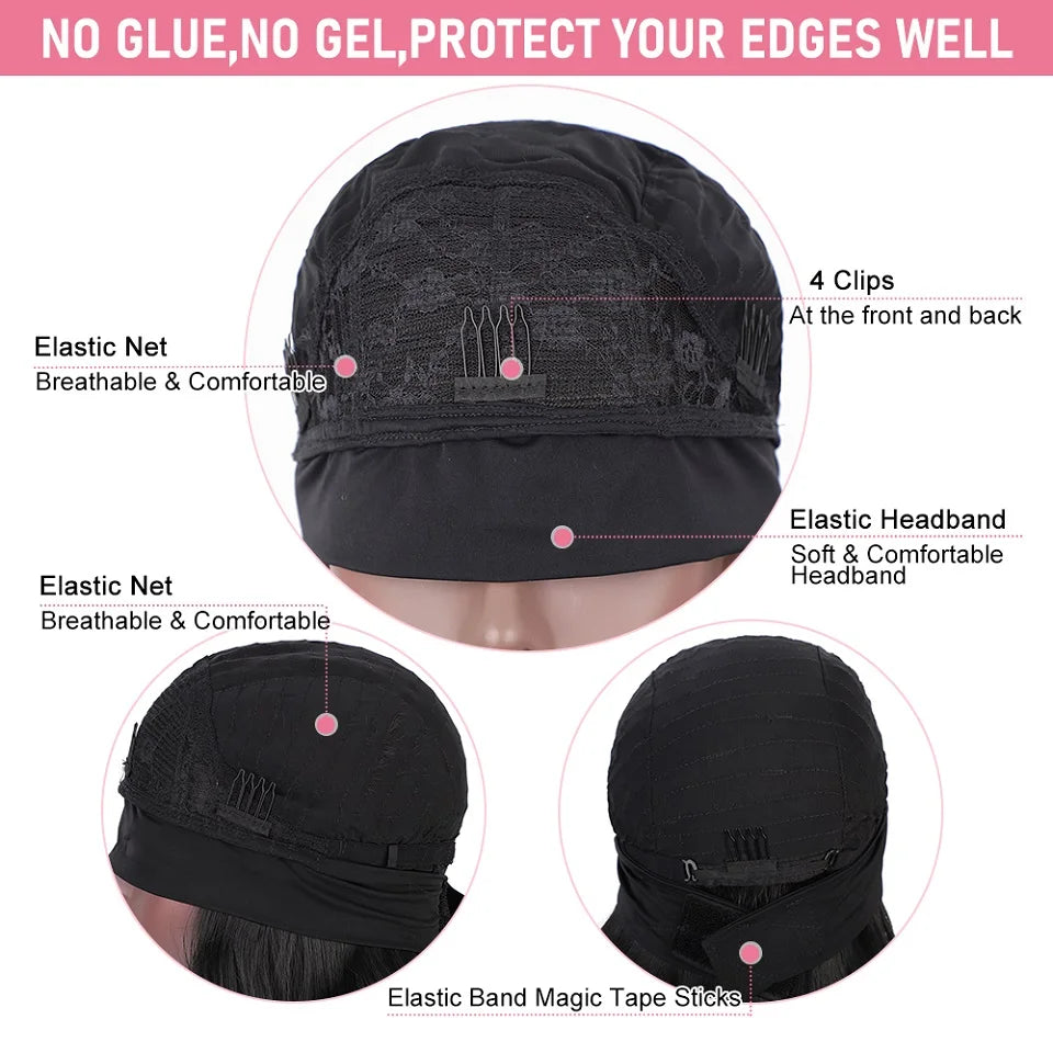 Headband Wig Human Hair Body Wave Virgin Human Hair Wigs for Black Women Full Machine Made Brazilian Ready To Wear Wig None Lace