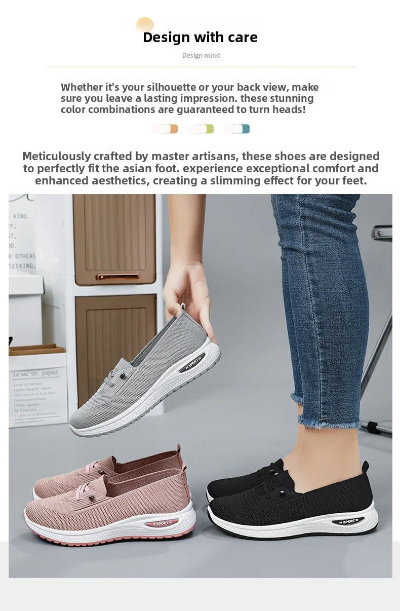 Summer Women's Sneakers Breathable Slip on Walking Shoes Mesh Low Top Womens Vulcanized Shoes Soft Sole Lightweight Women Shoes