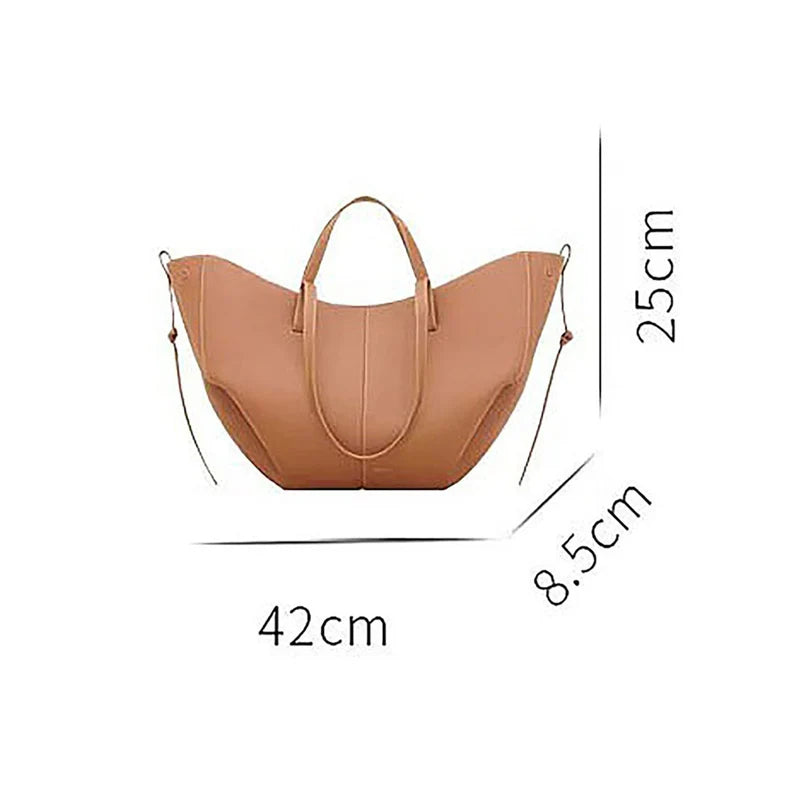 Women's large capacity leather hand-held wing bag, pleated underarm tote bag, casual and fashionable one shoulder underarm bag