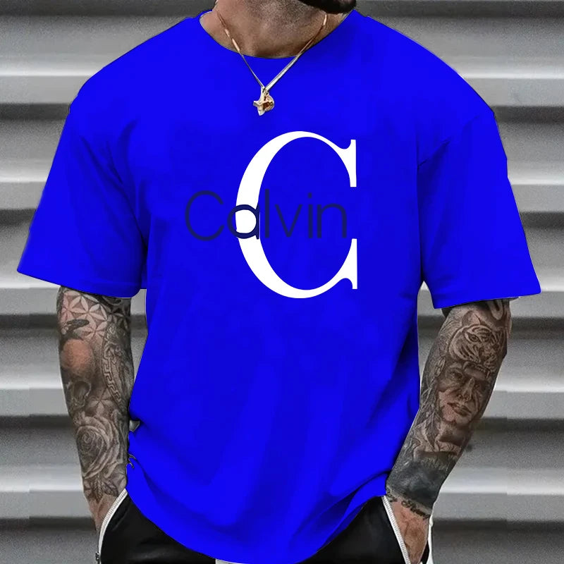 Summer's popular short-sleeved 100% pure cotton T-shirt with letter prints is a casual and fashionable streetwear for men