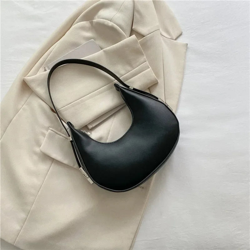 Fashion Luxury Design PU Leather Hobo Shoulder Bag Women Small Clutch Handbag Purse Female Underarm Bag Travel Totes