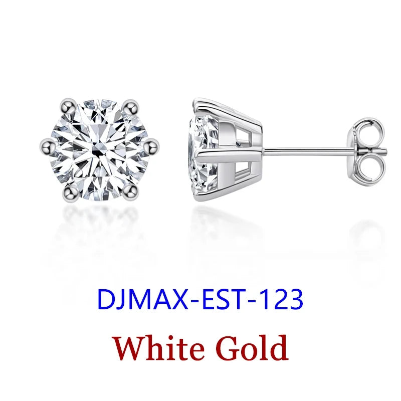 DJMAX 0.5-2ct Moissanite Diamond Stud Earrings for Women Original 925 Sterling Silver Lady's Moissanite Earring New 2025