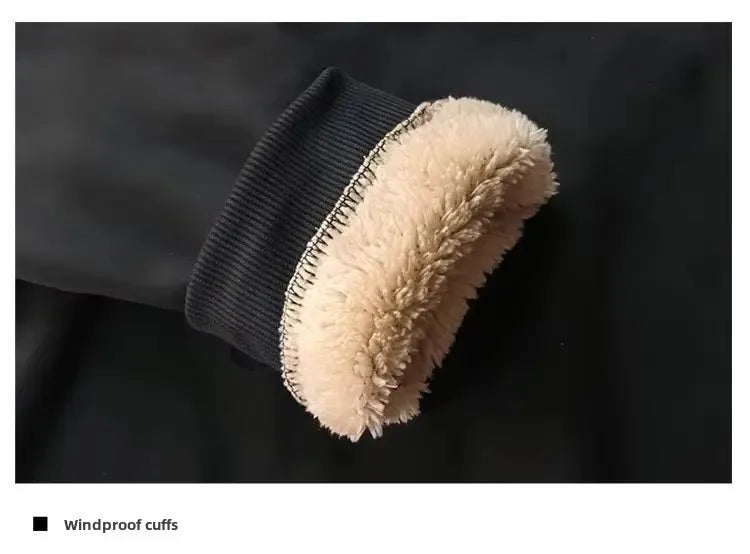 Trendy Merino Wool Men's Sweatshirt Loose Fit Fleece Lined Thickened Warm Sports Casual Jacket Autumn Winter