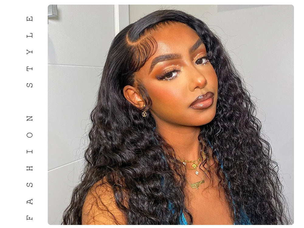 Deep Wave Frontal Wig Human Hair 13x4 Curly Human Hair Wig Transparent  Lace Wig 13x6 Water Wave Wigs 180 Density