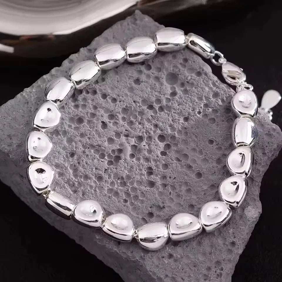 VENTFILLE 925 Sterling Silver Line Extremely fine Bracelet for Women Love Haert Bead Korean Ins Sweet Jewelry Gift Dropshipping