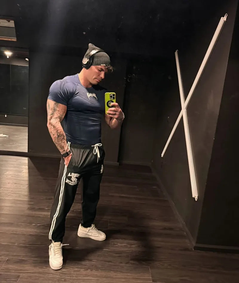 Men Short Sleeve 2025 Spring Autumn New StyleFitness Clothes Quick Drying Breathable Stretch Tight Fitting Clothing T-Shirt