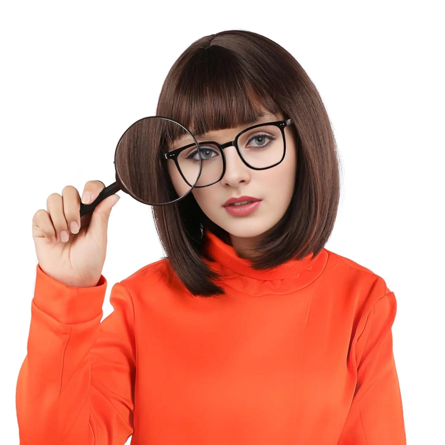 Brown Bob Wig With Bangs Synthetic Short Bob Wigs For Women Straight Bob Bangs Wig Heat Resistant Hair For Cosplay Daily Party
