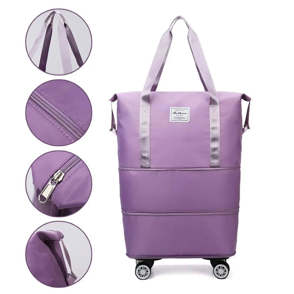 Travel Portable Large Capacity Detachable Universal Wheel Storage Bag Check-In Bag with Wheel Double Layer Carry-On Bag