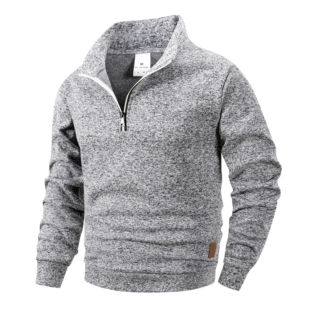 Autumn Men's Stand Collar Pullovers Slim Fit Warm Solid Color Half Zipper Long Sleeve Sweater Men's Casual Sweatshirts Top