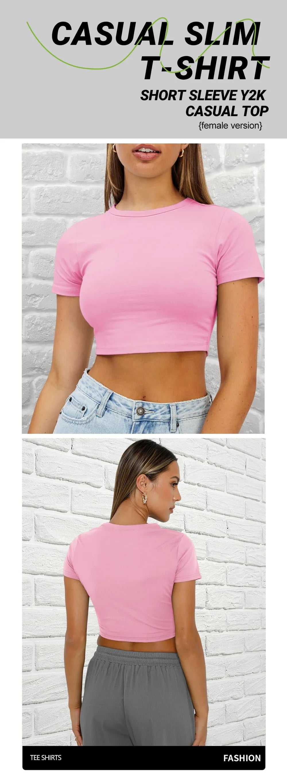 Y2K Woman Solid Crop Tops Short Sleeve High Elastic Viscose T-Shirt Soft O-Neck Sporty Tees Summer Street Fashion Female Clothes