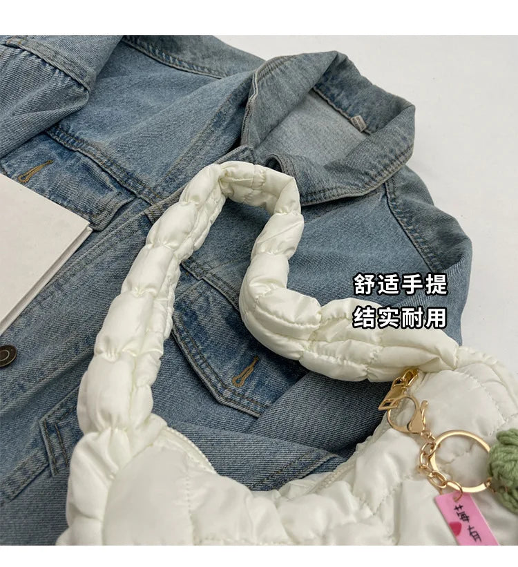 Women's Bag Korean Version Sweet Girly Style Shoulder Bag Fashion Casual Bubble Dumpling Bag Fold Cloud Bag Fashion Exquisite