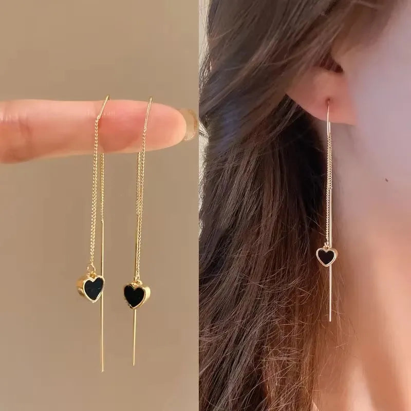 European and American Black Drop Tassel Long Earrings 2025 New Fashion Party Luxury Accessories For Womens Temperament Jewelry